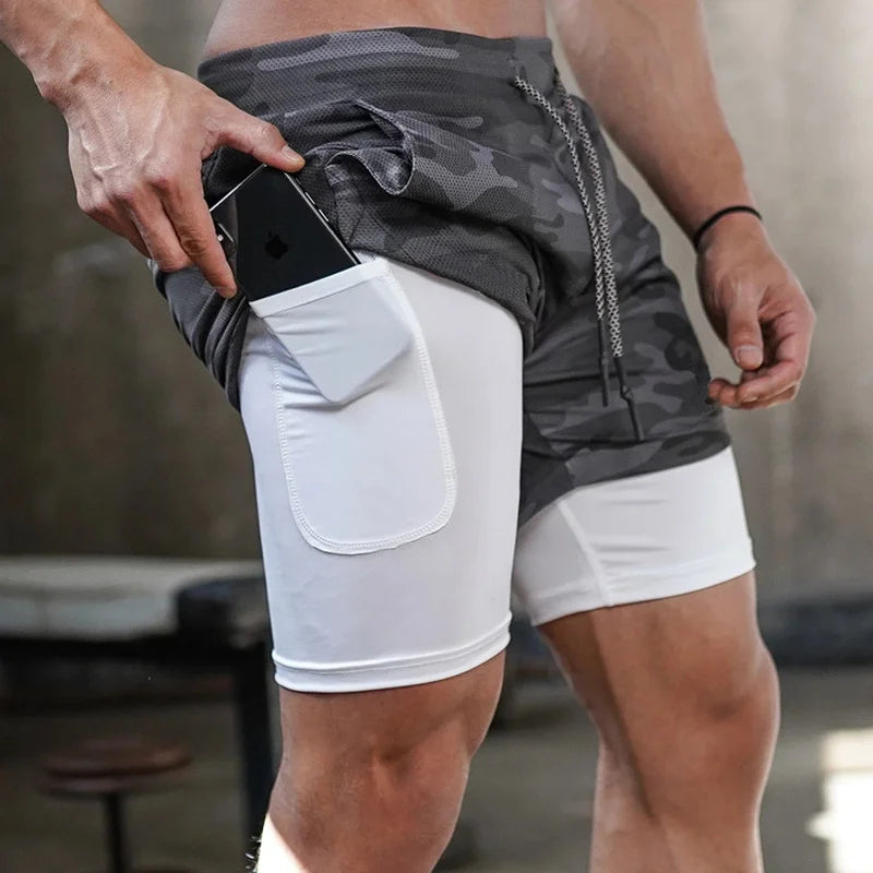 Shorts Homme 2-en-1 Camouflage Running