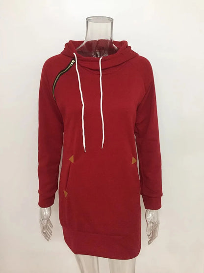 Robe sweat à capuche mi-longue pour femme
